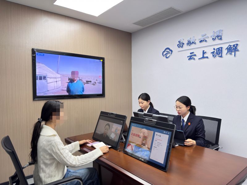 武昌区法院2-水果湖法庭法官利用“昌融云调”调解工作室线上线下同步组织当事人调解.jpg
