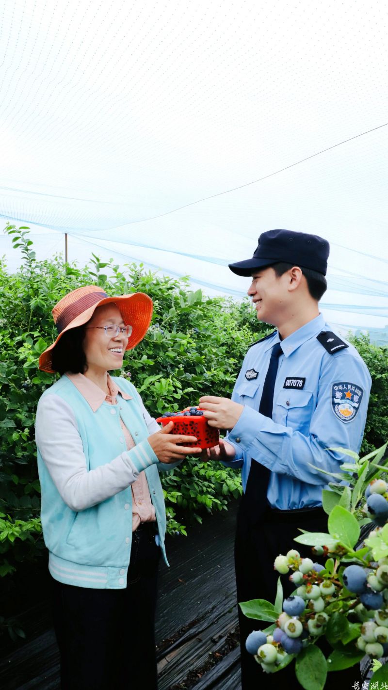 5月20日,大冶市公安局金牛派出所民警走进金牛镇蓝莓种植基地,深入田间地头,向农户详细了解蓝莓长势、收成及生产经营情况,(001).jpg